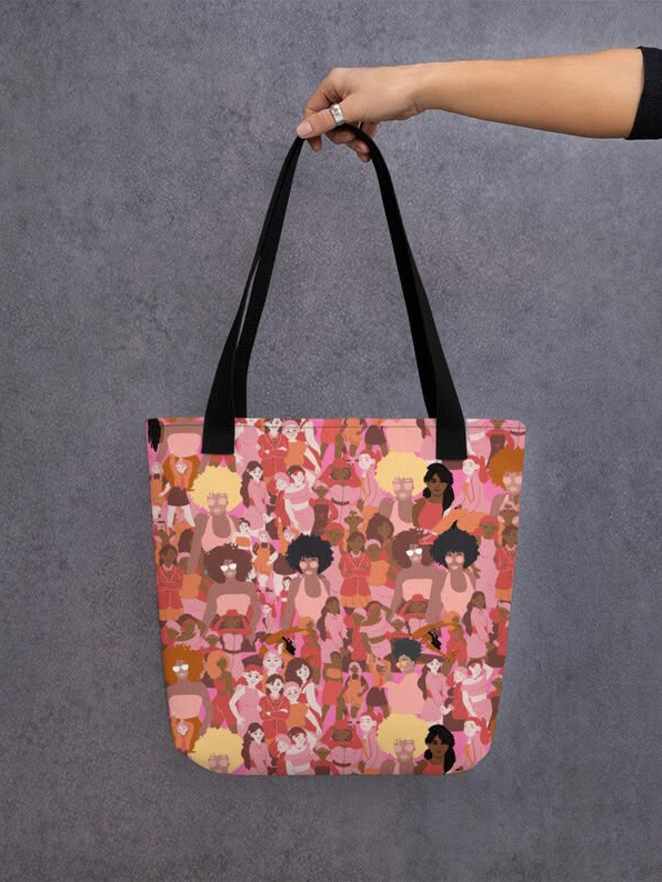 Women's Power Group Print Canvas Tote Bag