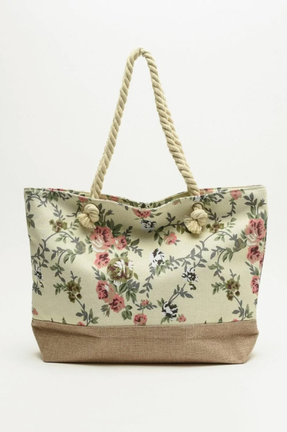 Justin Taylor Floral Rope Handle Tote