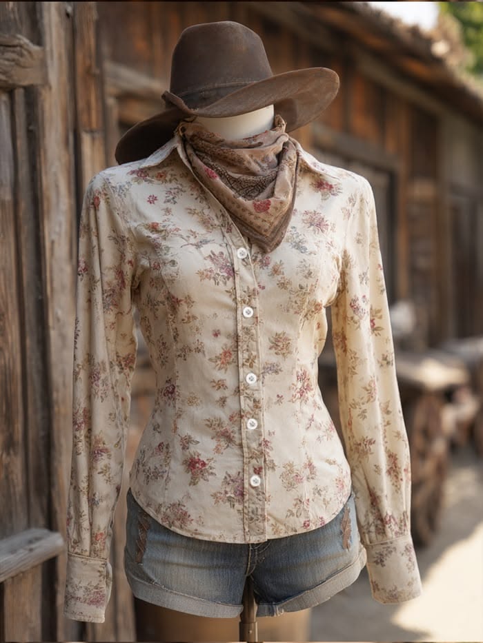 Women's Vintage Floral Western Shirt