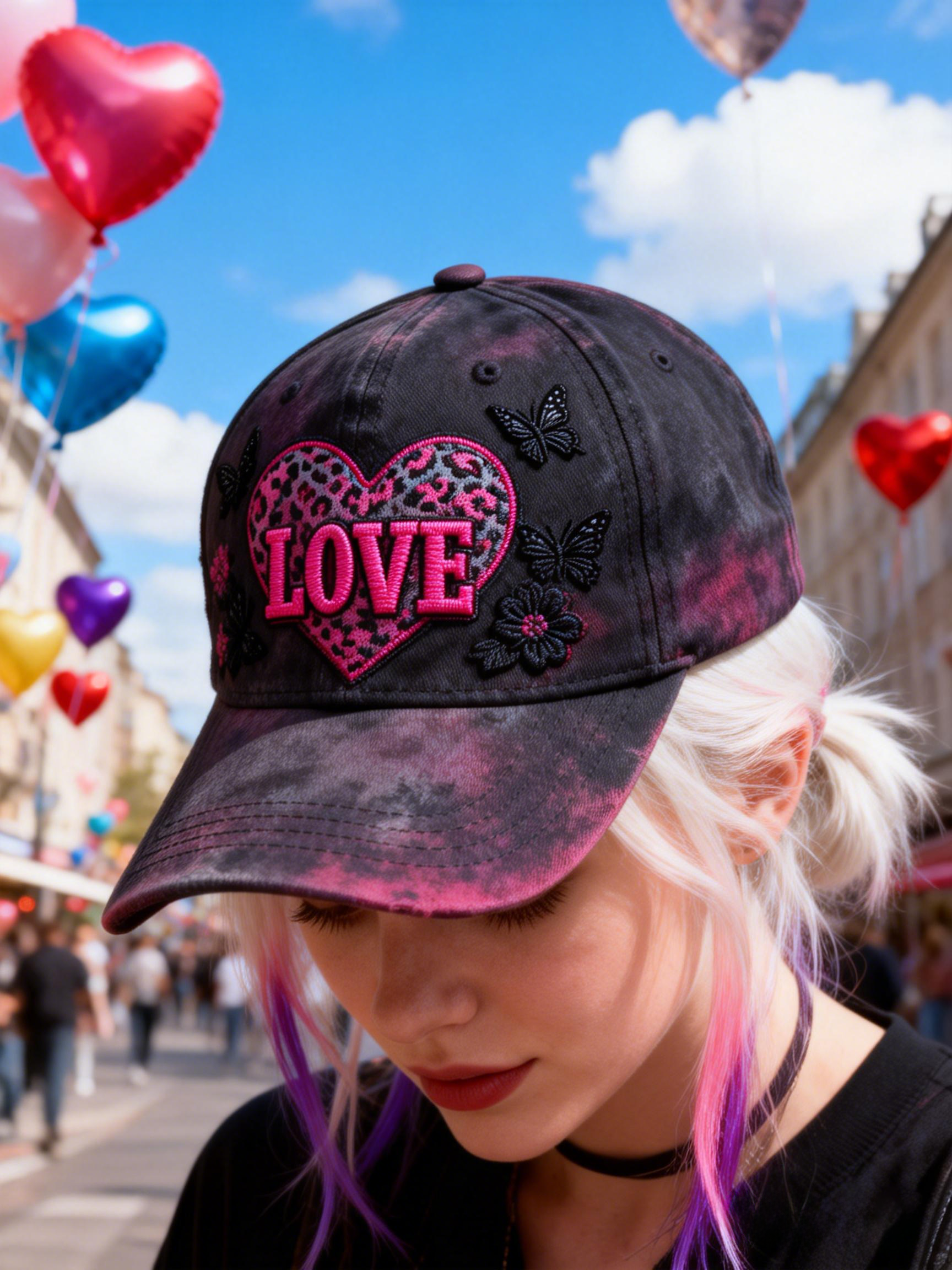 Leopard Heart LOVE Butterfly Tie-Dye Baseball Cap