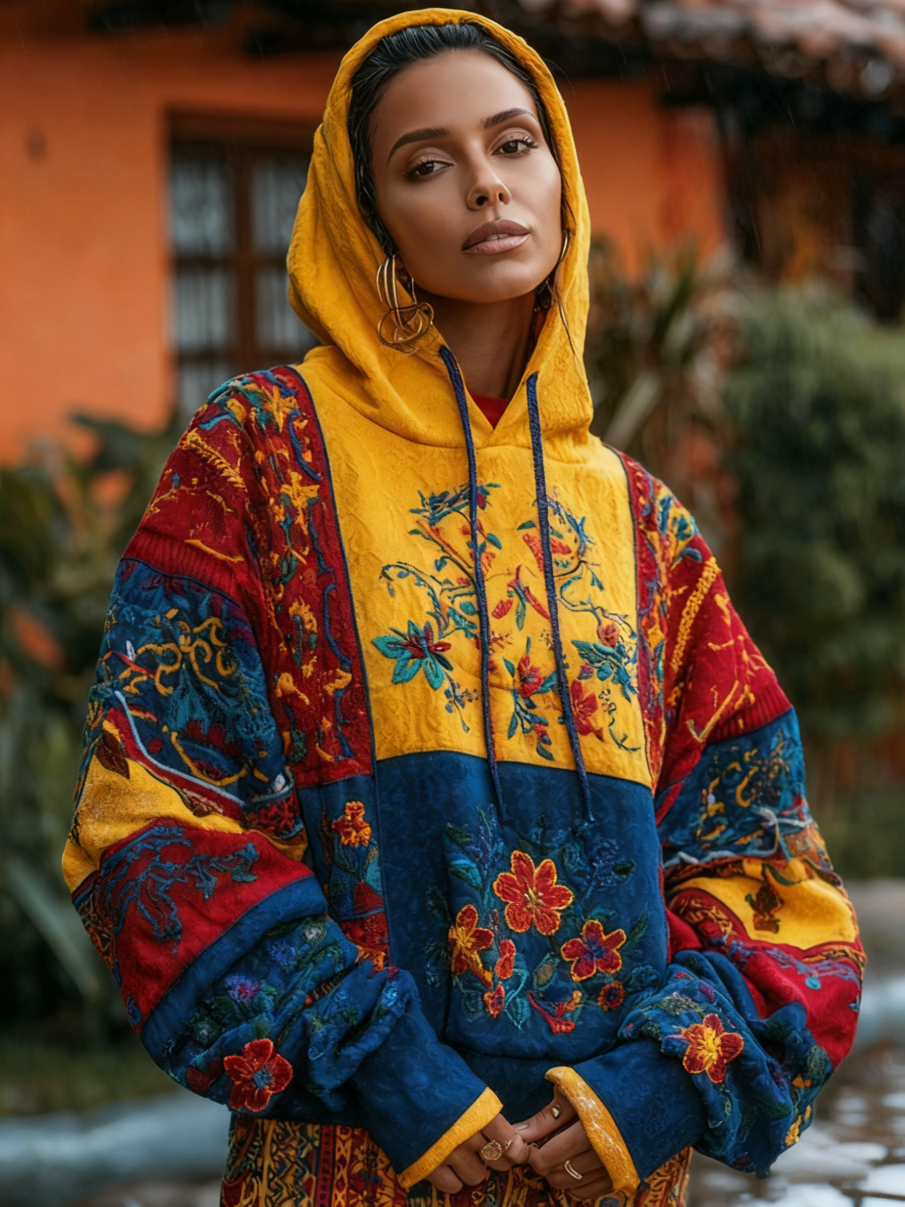 Women's Venezuelan Floral Cattleya Mossiae Contrast Color Hoodie