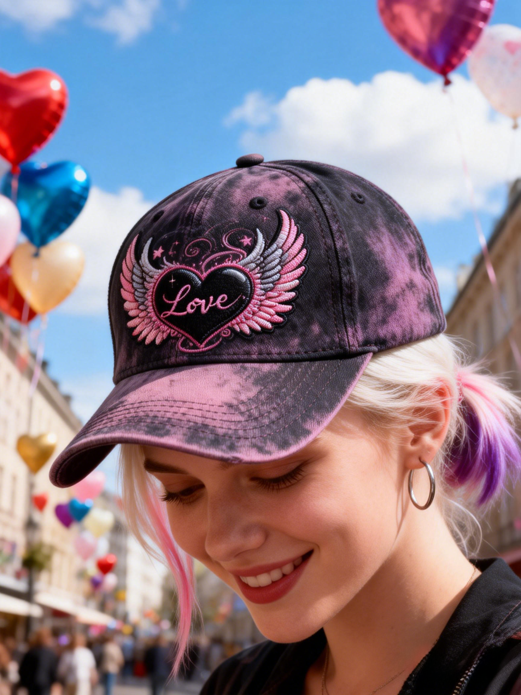 Winged Heart LOVE Tie-Dye Baseball Cap
