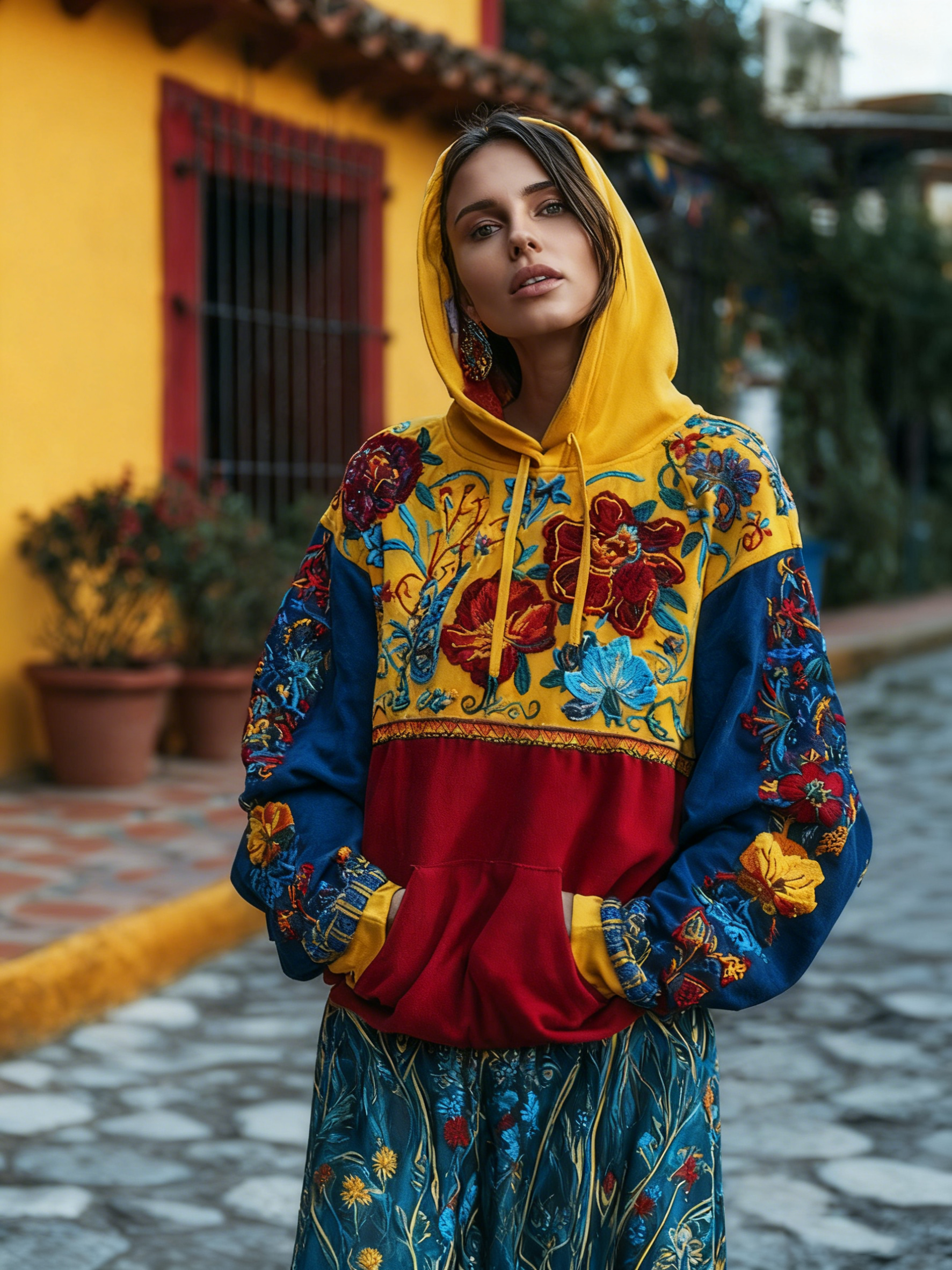 Women's Venezuelan Floral Cattleya Mossiae Contrast Color Hoodie