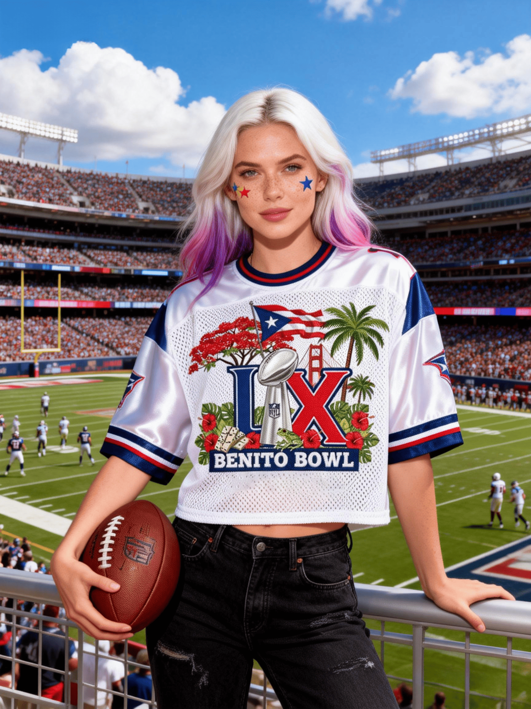 Women's Benito Bowl LX Puerto Rico San Francisco Cropped Jersey