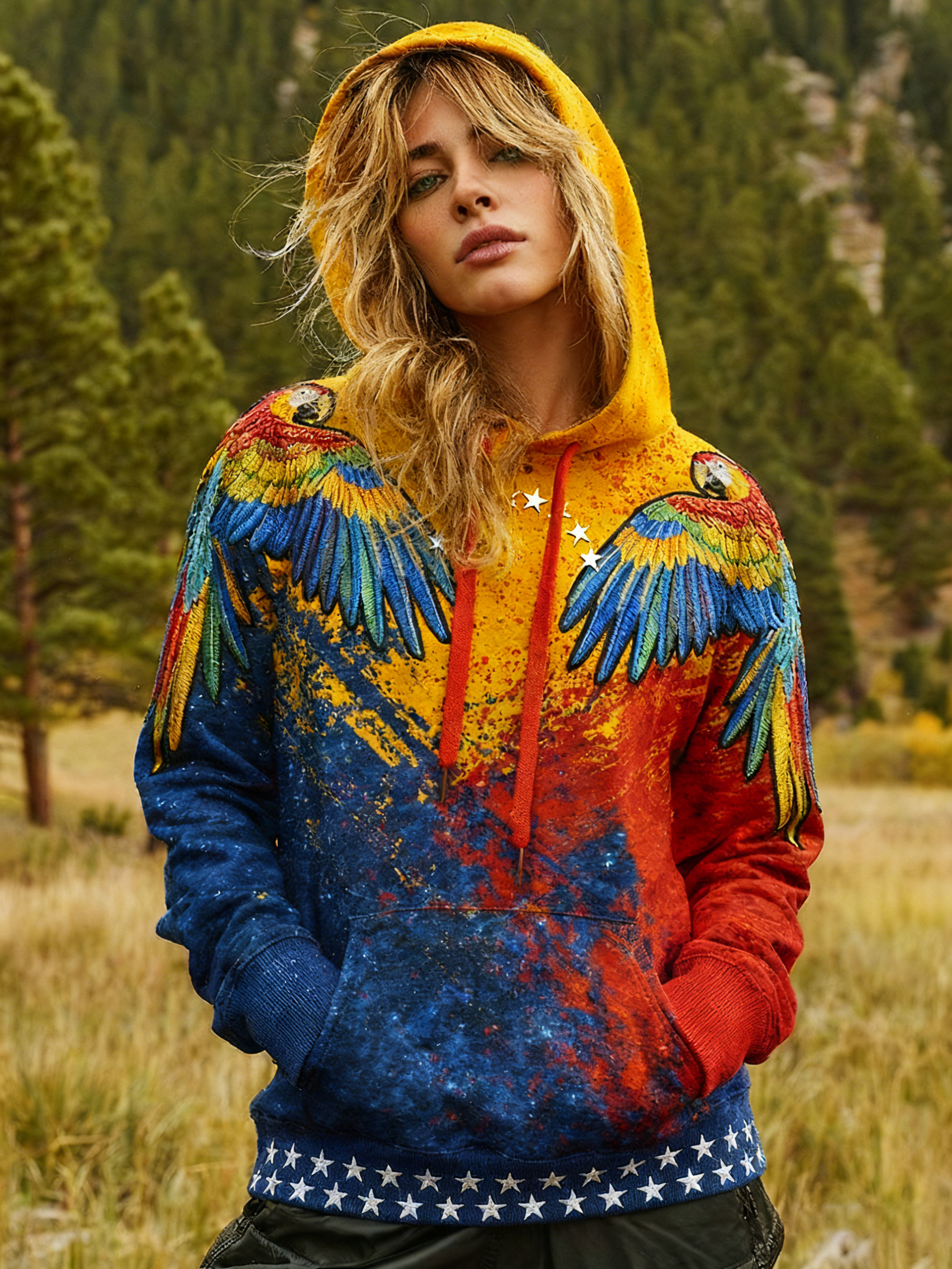 Women's Venezuelan Parrot Contrast Hoodie