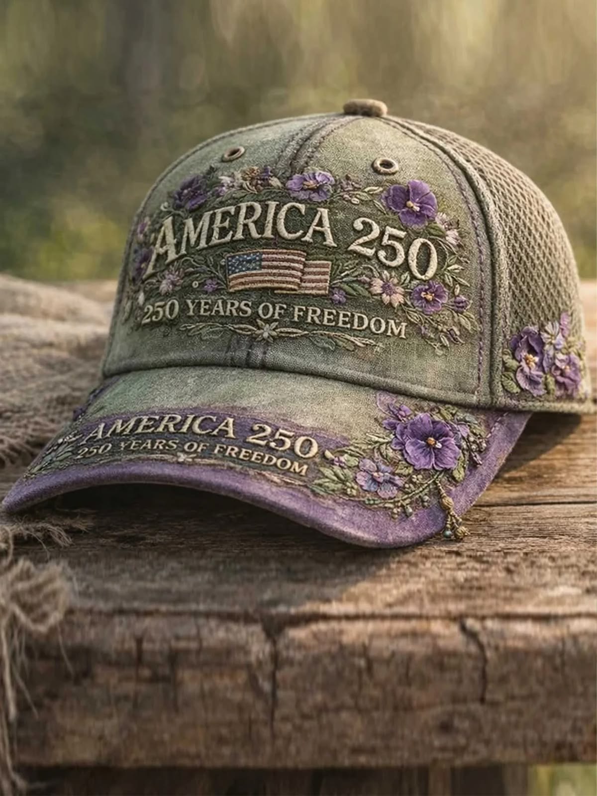 America 250 Years of Freedom Floral Mesh Cap