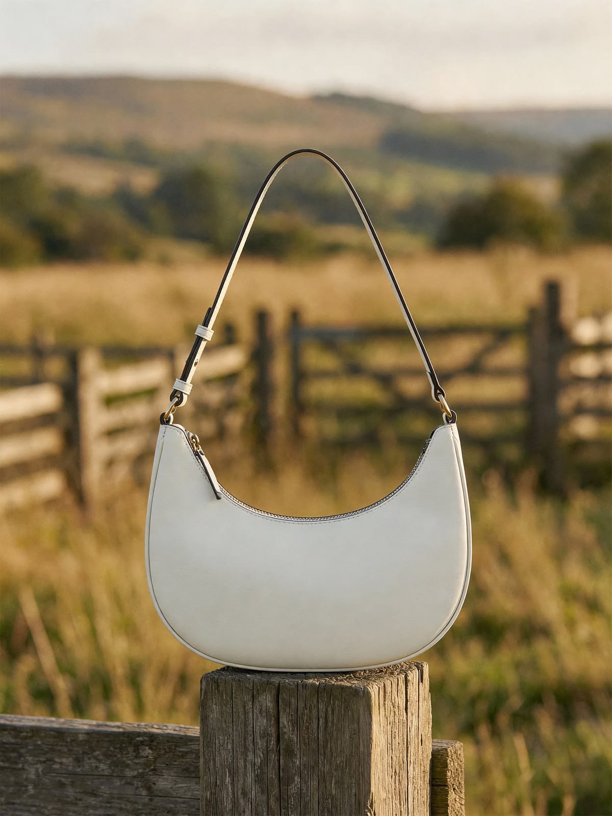 Retro Western Crescent Bag In Leather