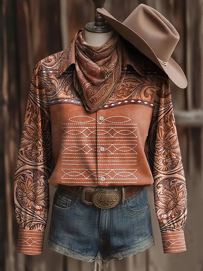 Western Tooled Patchwork Shirt