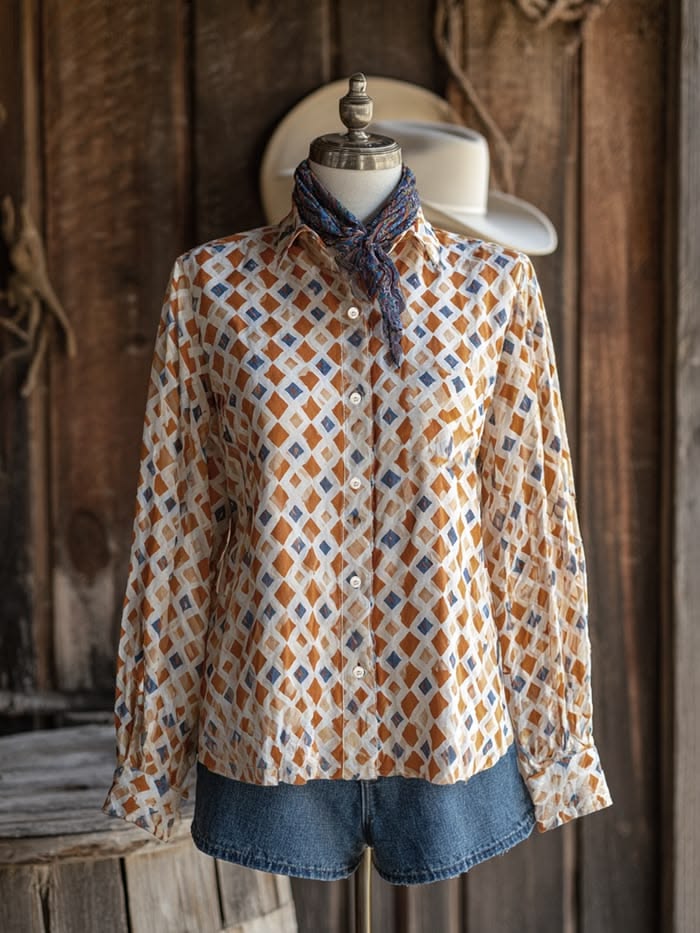Women's Diamond Print Western Shirt