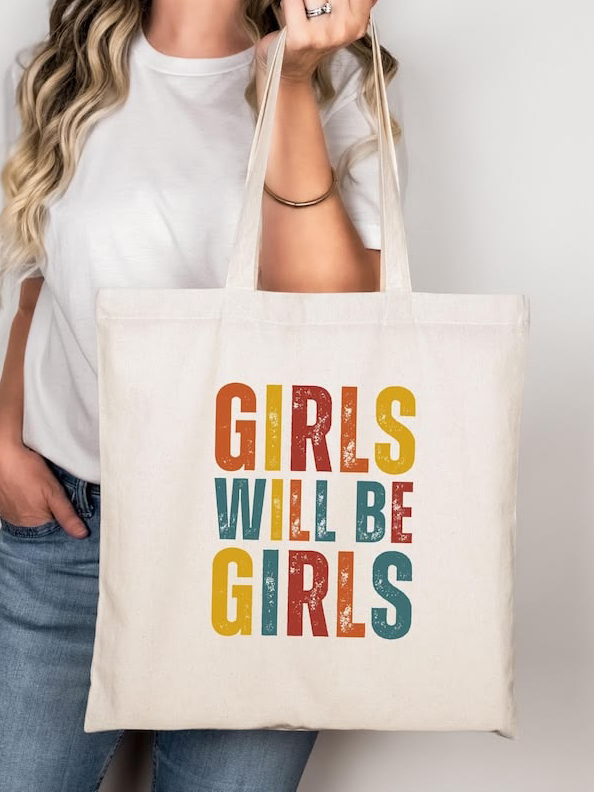 Girls Will Be Girls Retro Canvas Tote Bag