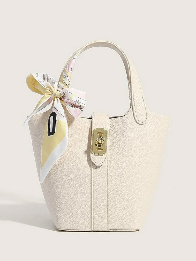 Bucket Bag Soft Lychee Leather Shoulder Female Handbags