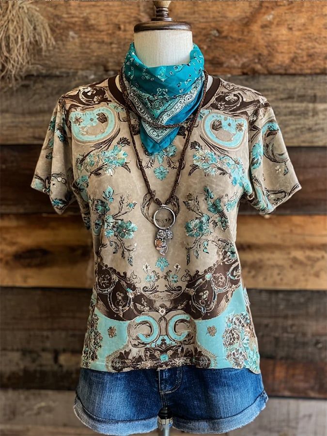 Women's Paisley & Floral Patchwork Tee