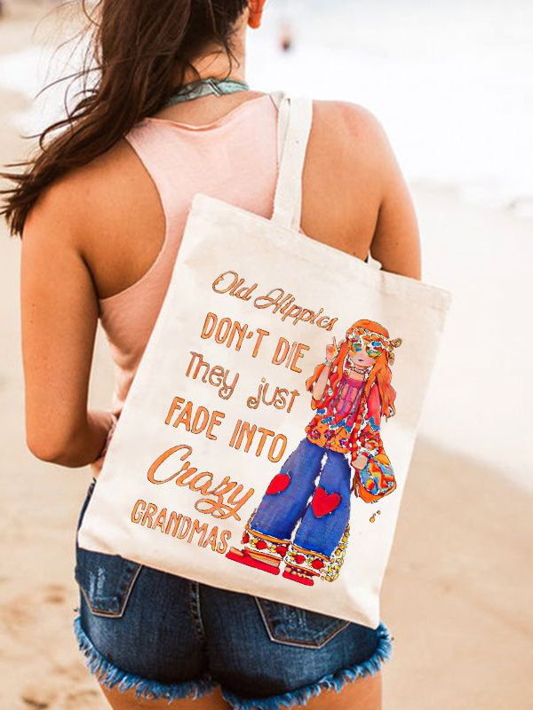 Featured Girl Old Hippies Don't Die Printed One-shoulder Bags