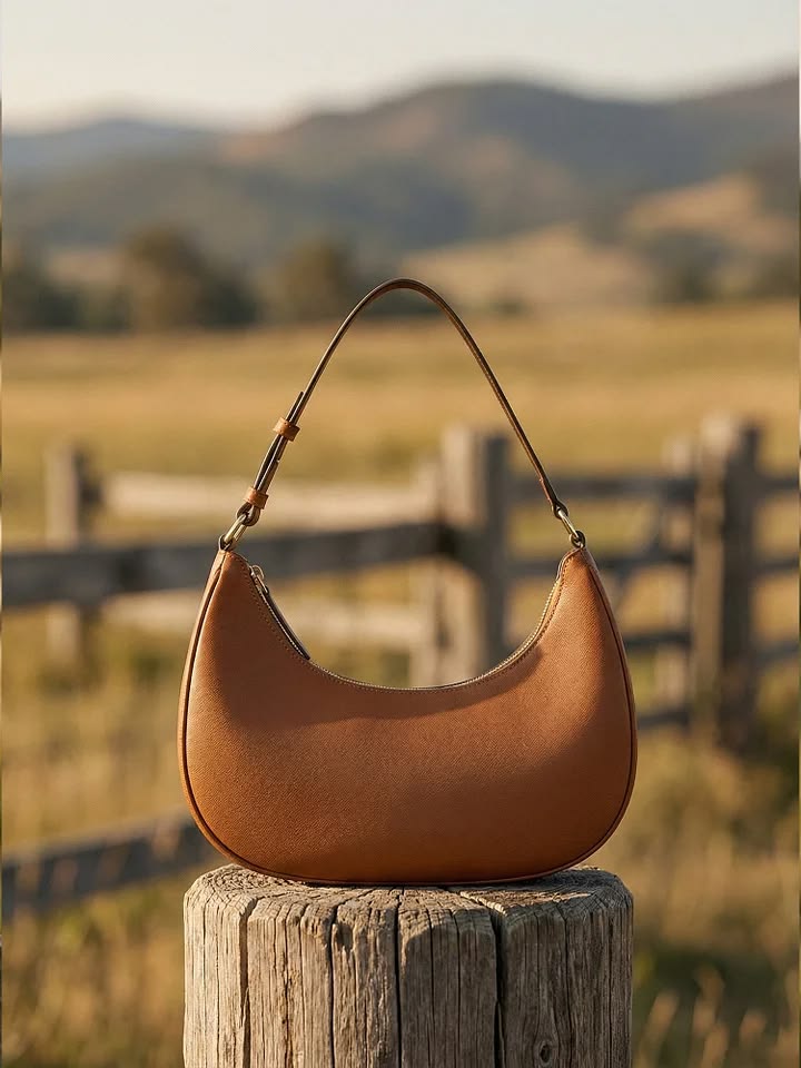Retro Western Crescent Bag In Leather