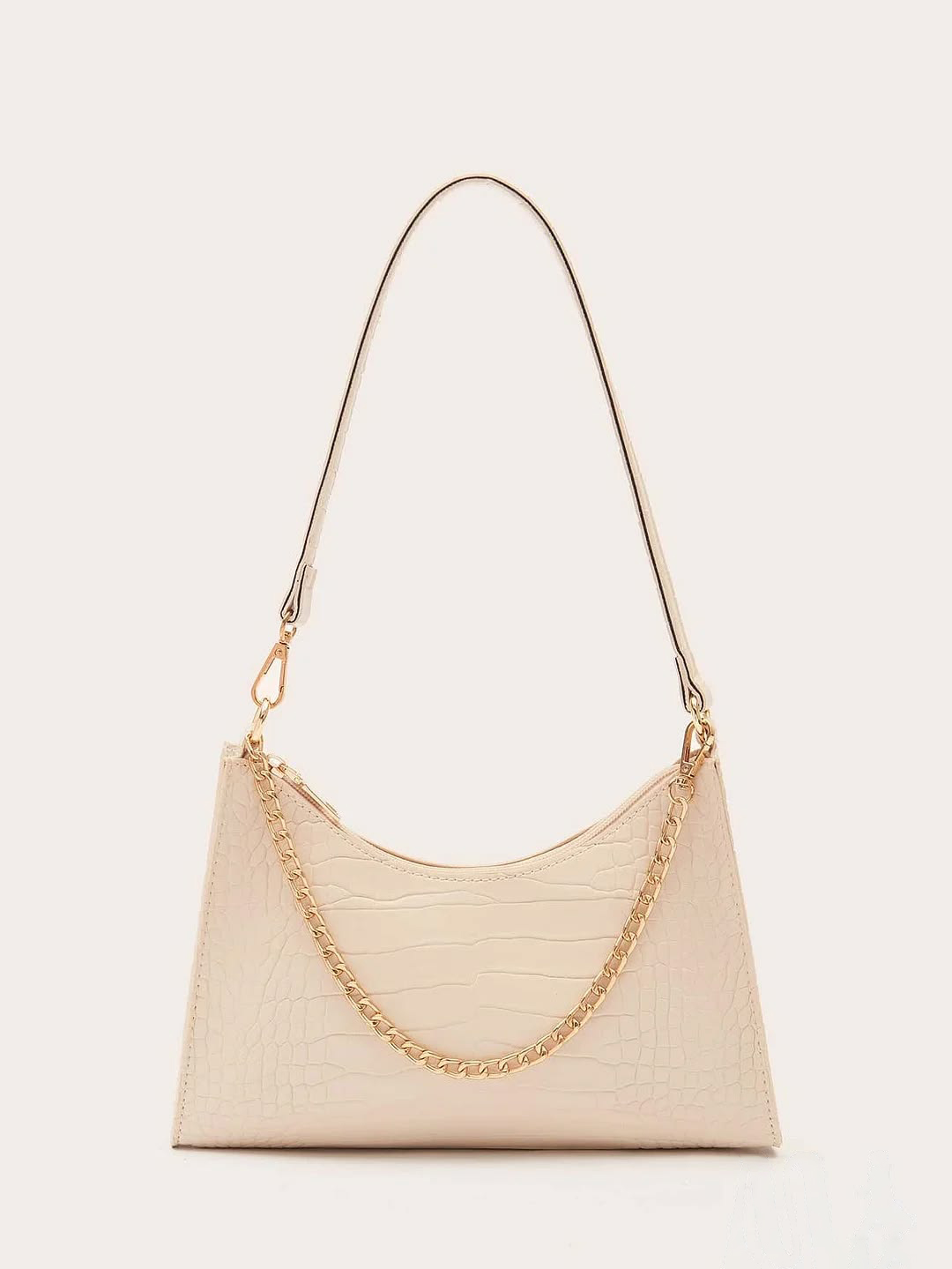 Croc Embossed Chain Shoulder Bag