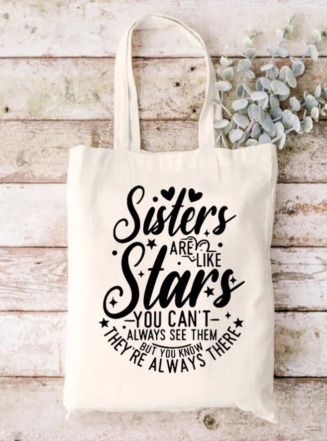Always Be There Sister Star Casual All Season Text Letters Shopping Tote Bag