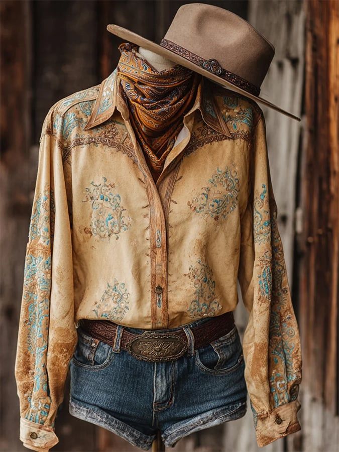 Women's Vintage Washed Paisley Western Shirt