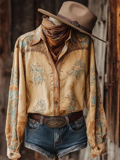 Women's Vintage Washed Paisley Western Shirt