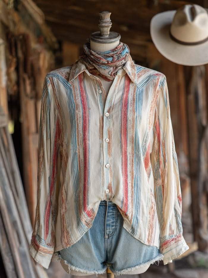 Women's Multi-Striped Relaxed Western Shirt