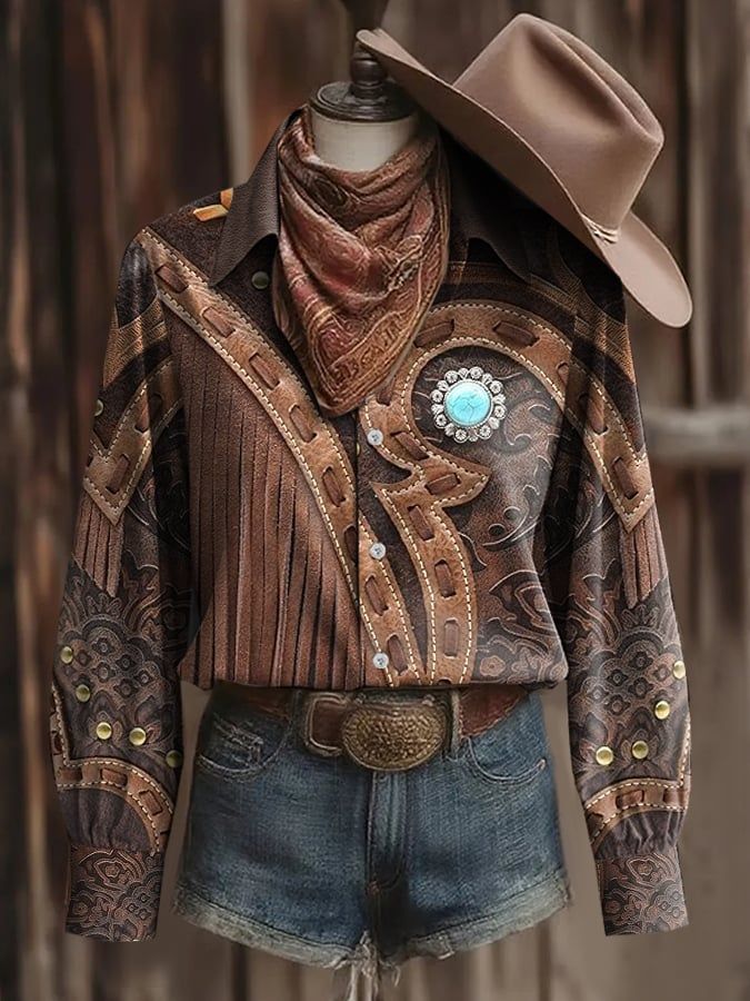 Women's Retro Western Graphic Print Comfort Shirt