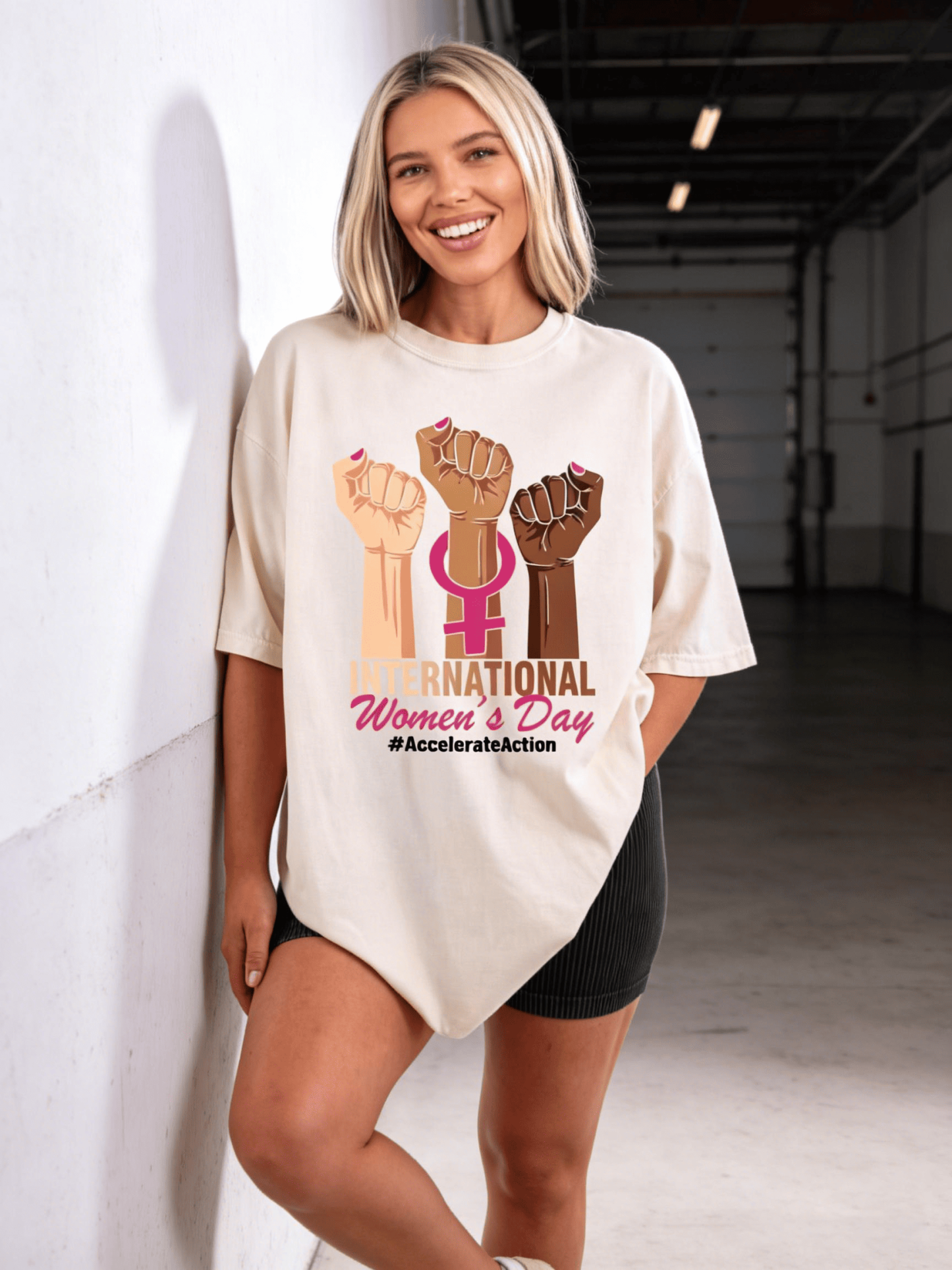 Women's AccelerateAction Fist Symbol International Women's Day T-Shirt