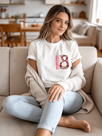 Women's Floral Number 8 International Women's Day White T-Shirt