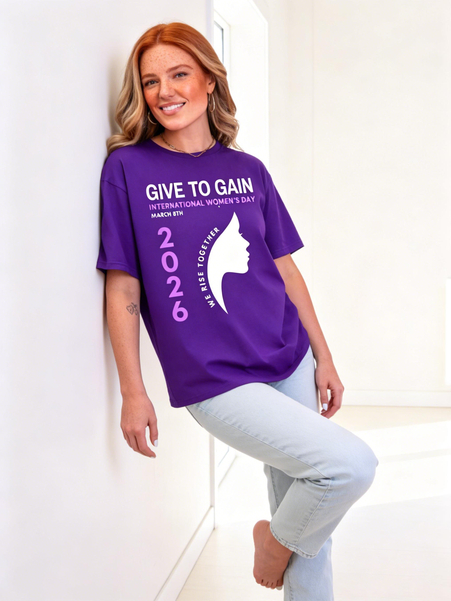 Women's 2026 Give to Gain International Women's Day Purple T-Shirt