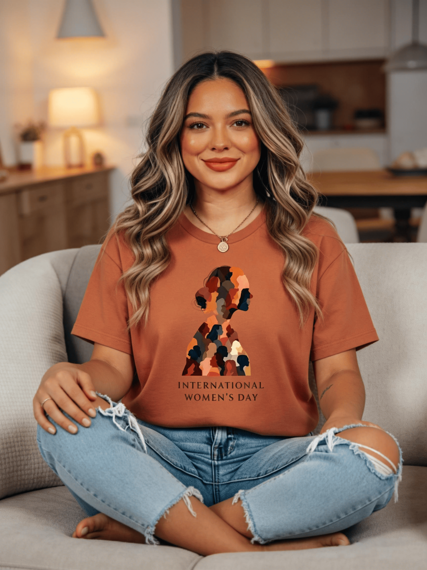 Women's IWD Collage Women Silhouette Orange Tee