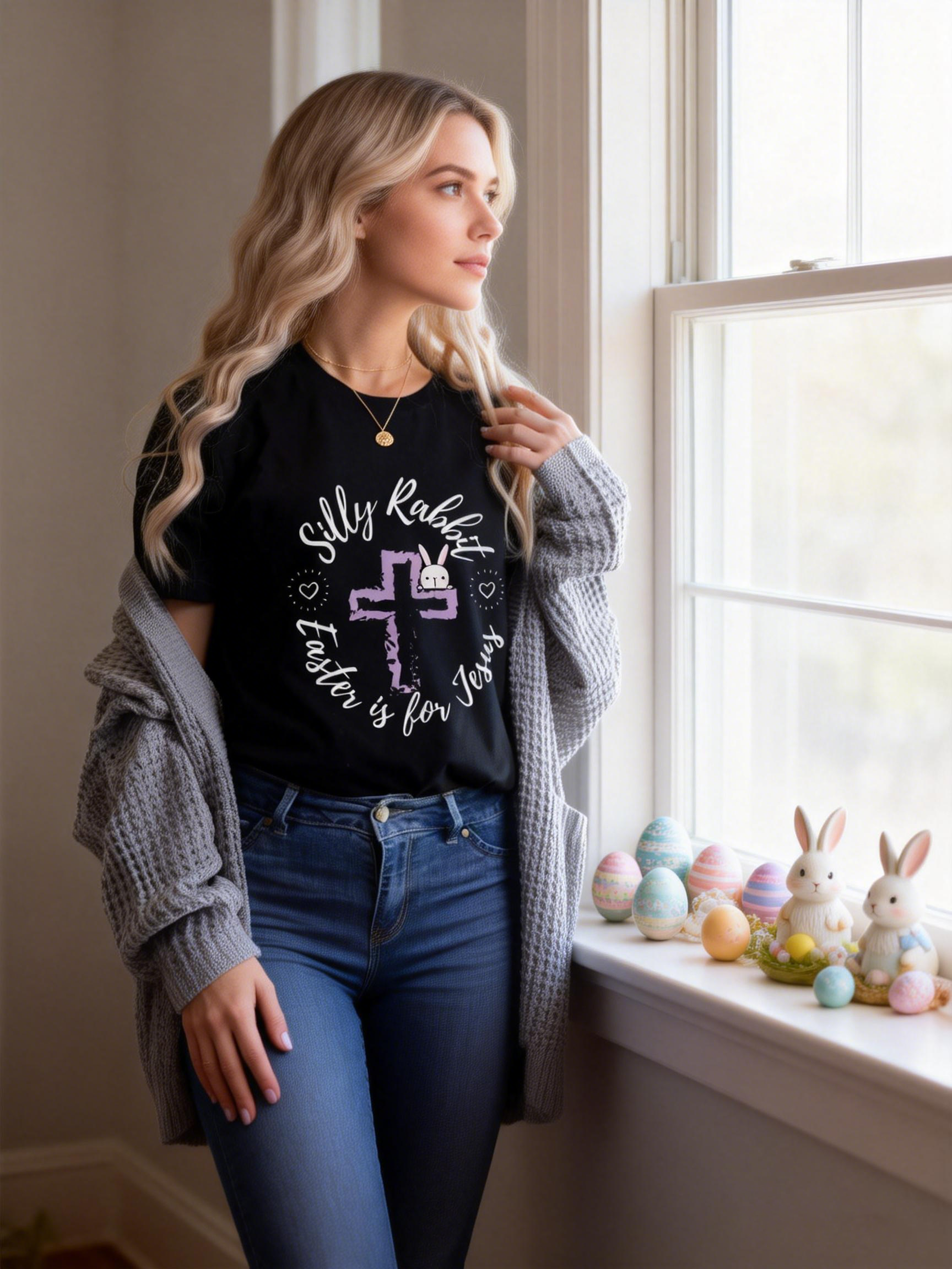 Women's Silly Rabbit Easter Is For Jesus T-Shirt