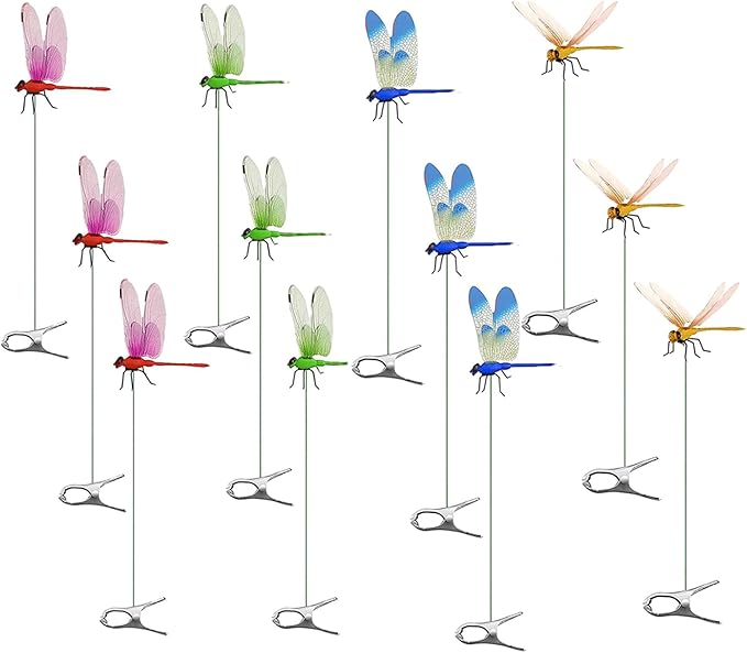 Nature's Defender: 3D Lifelike Dragonfly Deterrent Clips - 12pcs Per Pack
