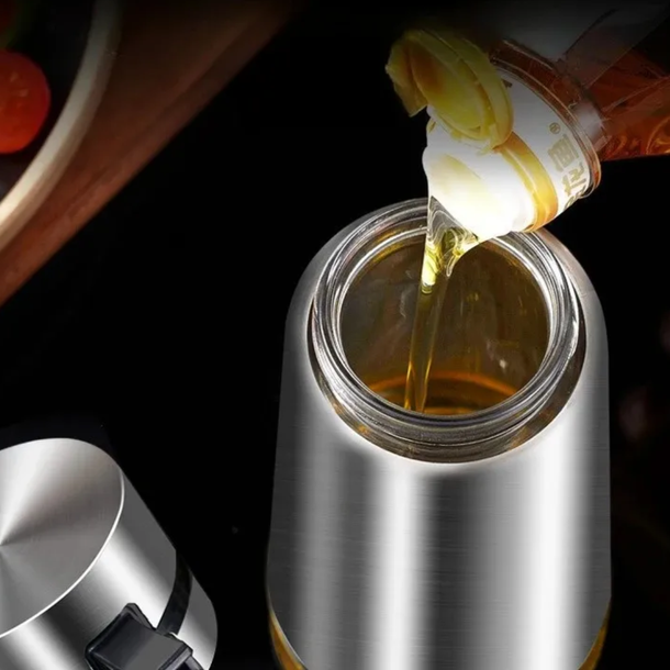Stainless Steel Oil Dispenser Pot with Anti-Drip Spout (650ml)