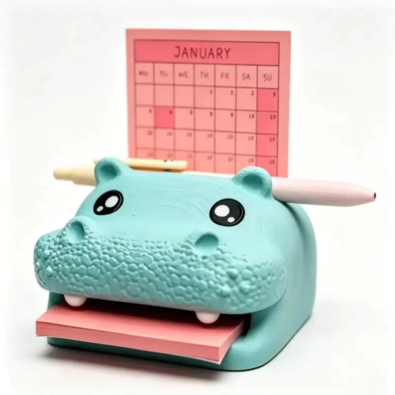 New Desk Organizer Frog Hippo Highland Cow Note Holder Resin Cute Pen ...