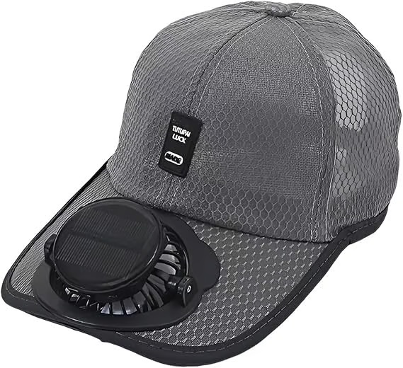 Solar Fan Baseball Cap - UV Protection Wide Brim Mesh Hat with Solar & USB Power for Outdoor Heat Relief