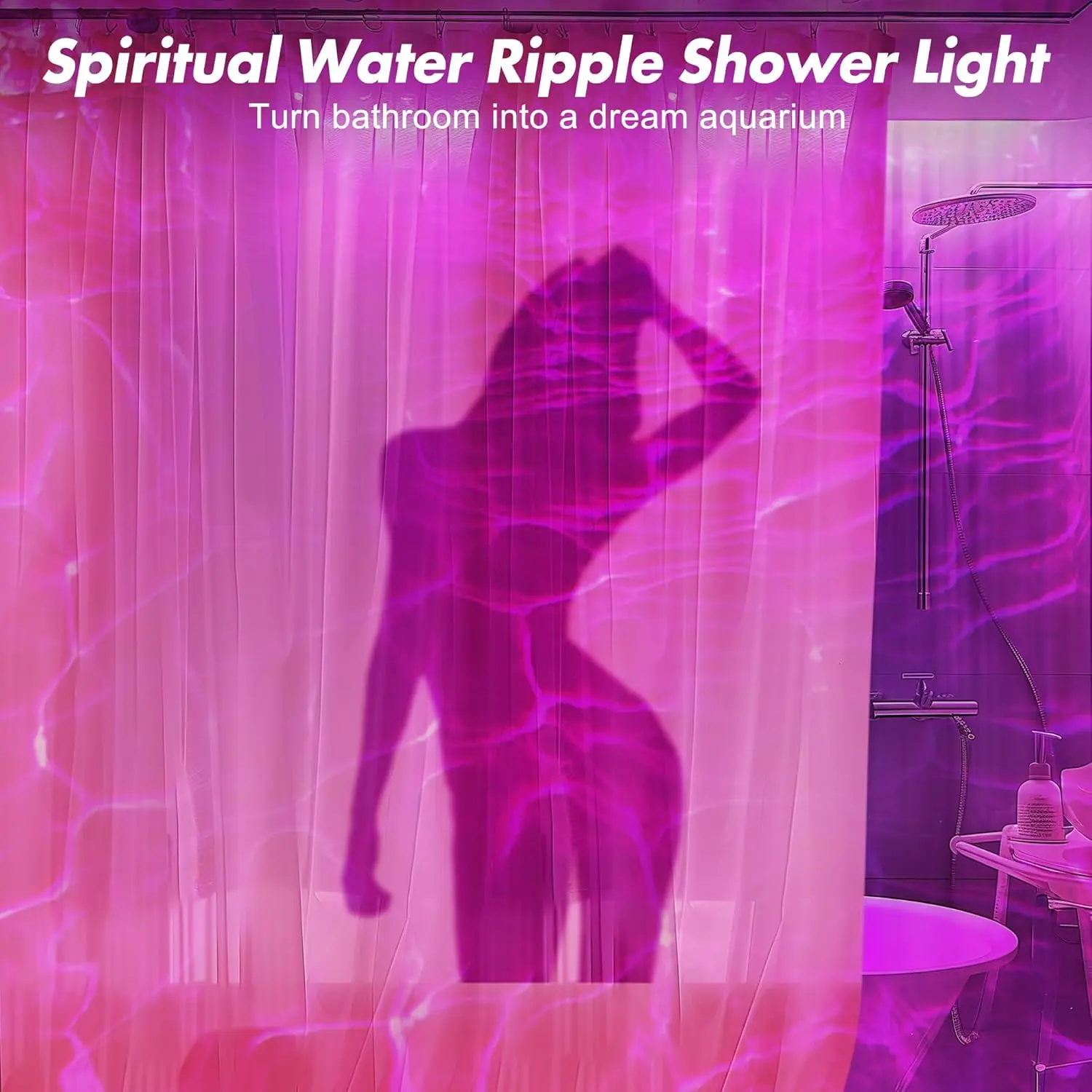 Ocean Wave Projector Light, Rechargeable Shower Light Ocean Lamp 16 Color