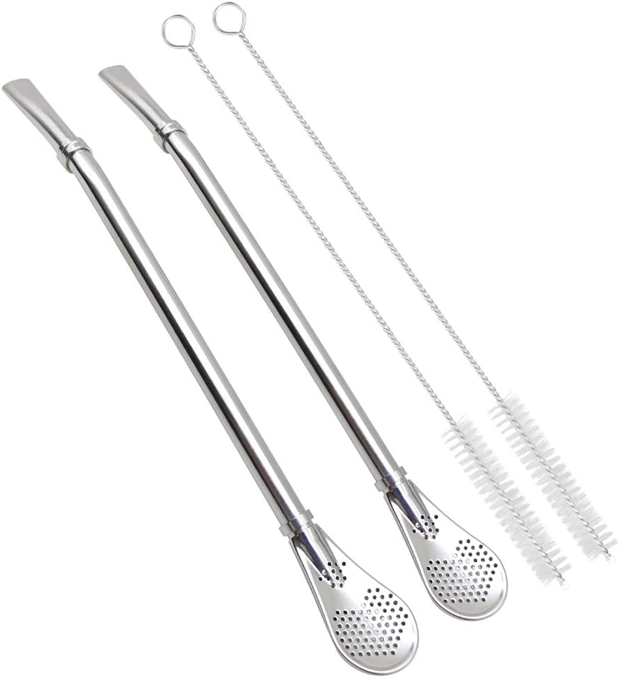 3‑Count Stainless Steel Straw‑Spoon, Multifunctional Filtered Strainer Scoop 🍹