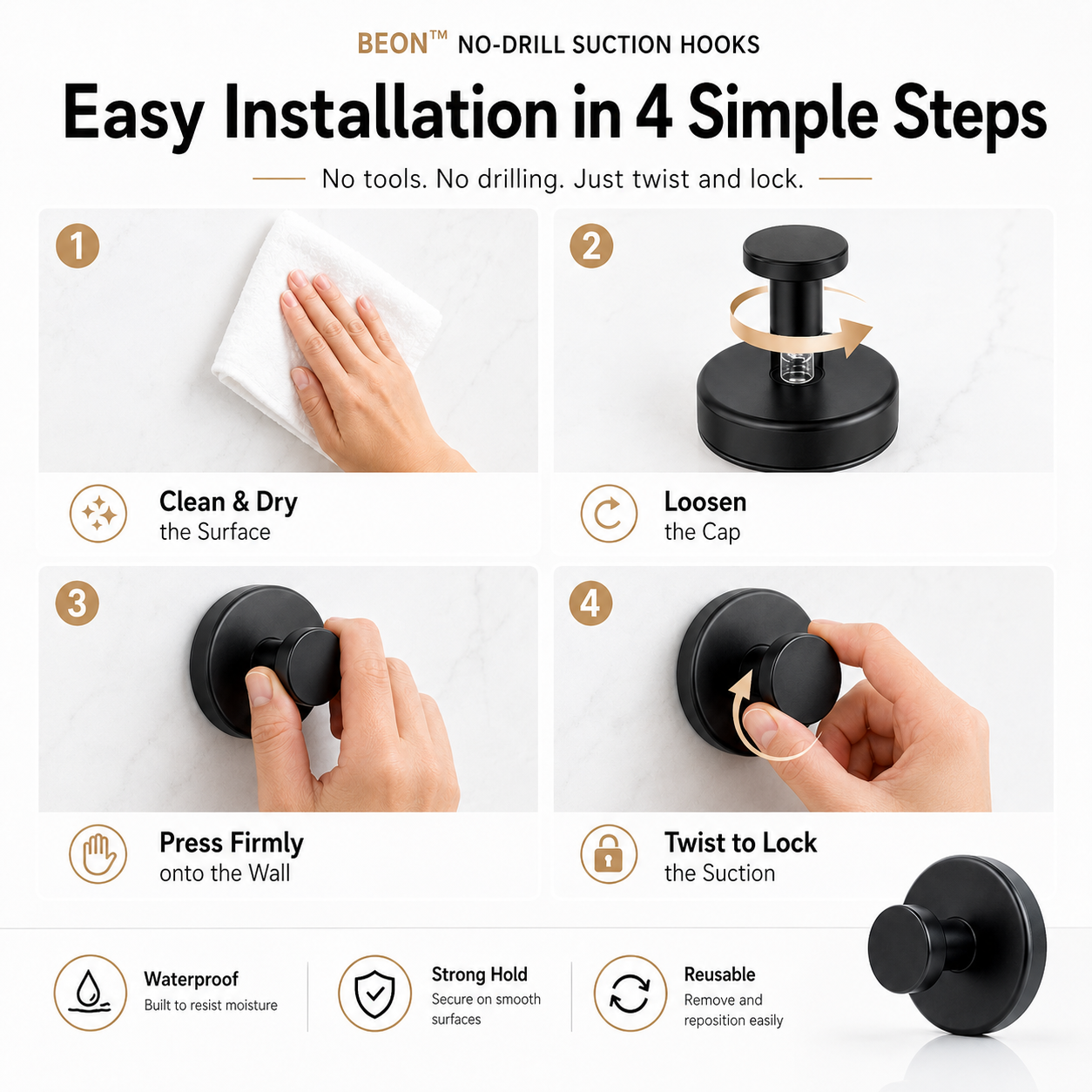 No-Drill Suction Hooks