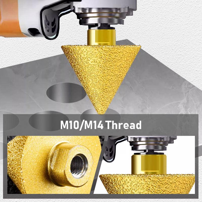 Gold M10/M14 thread diamond grinding cone for marble or stone, premium auto tool from clarioy