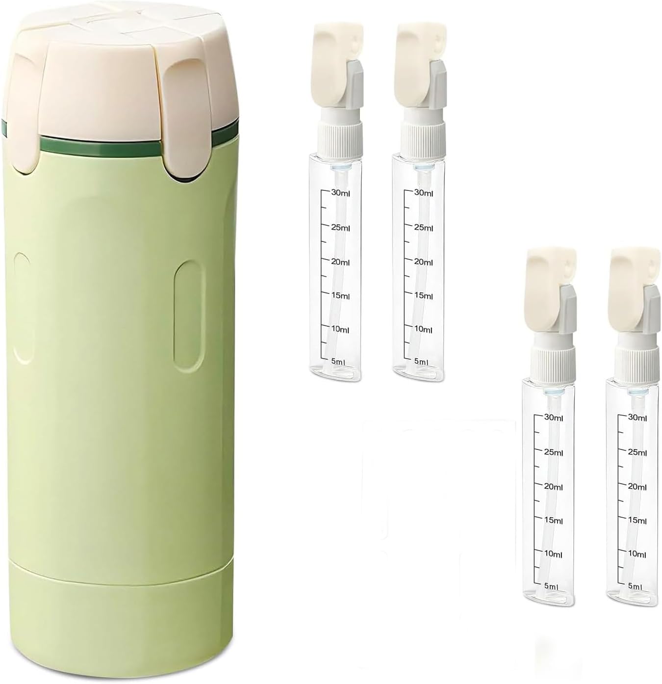 4 in 1 Travel Dispenser, 4 Pack Travel Bottles for Toiletries, Leak Proof Travel Size Containers, Portable Containers for Shampoo Lotion Conditioner Cream