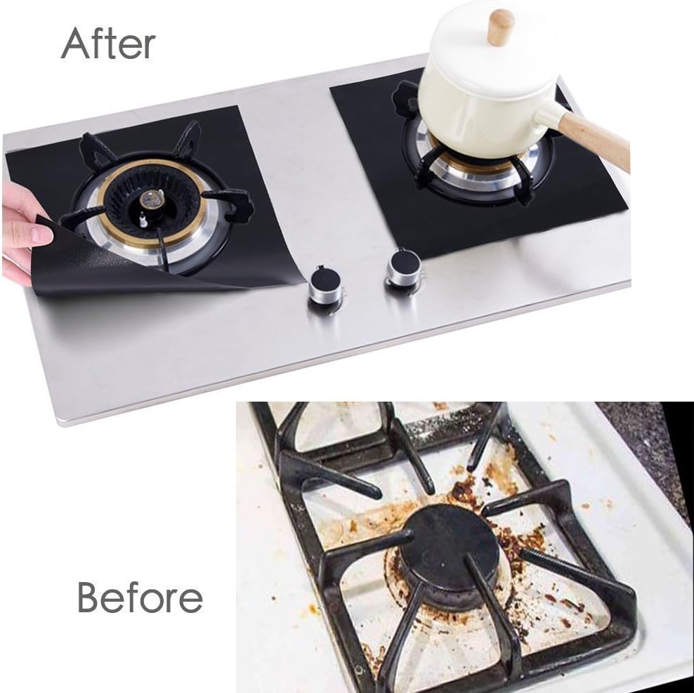 4-Piece Reusable Non-Stick Gas Stove Burner Covers – Heat-Resistant & Washable