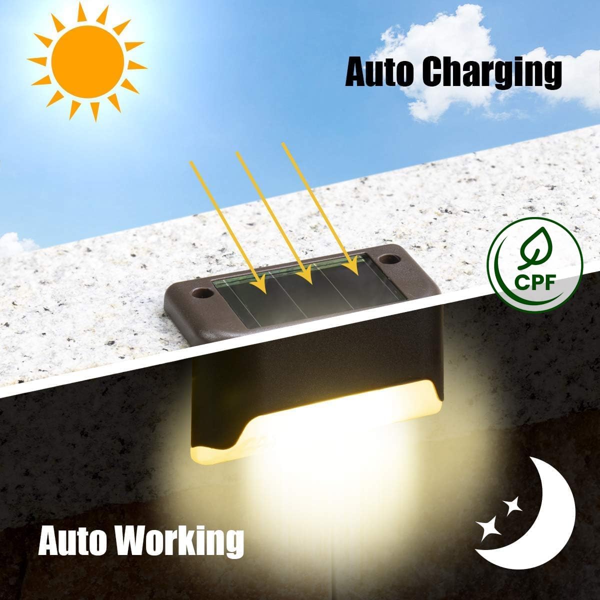Solar-powered waterproof LED step lights