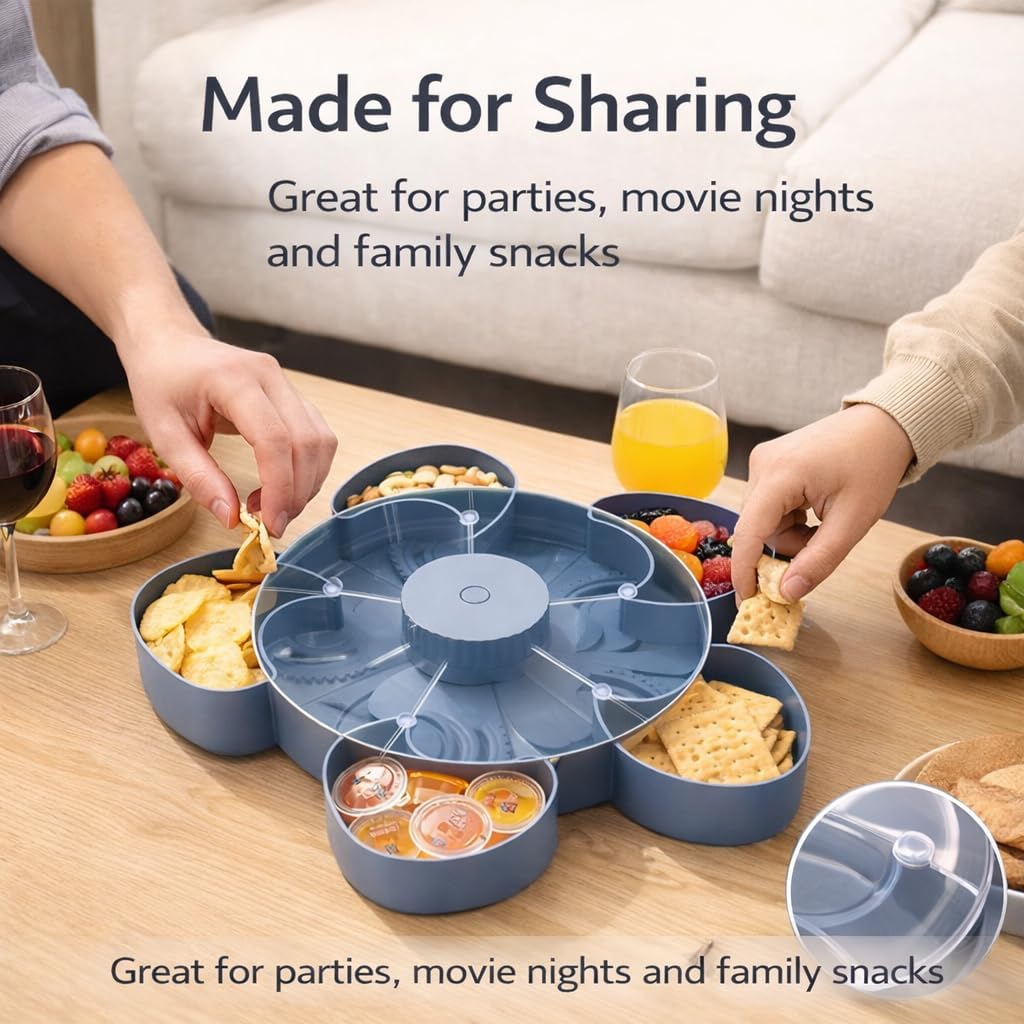 Divided rotating snack tray