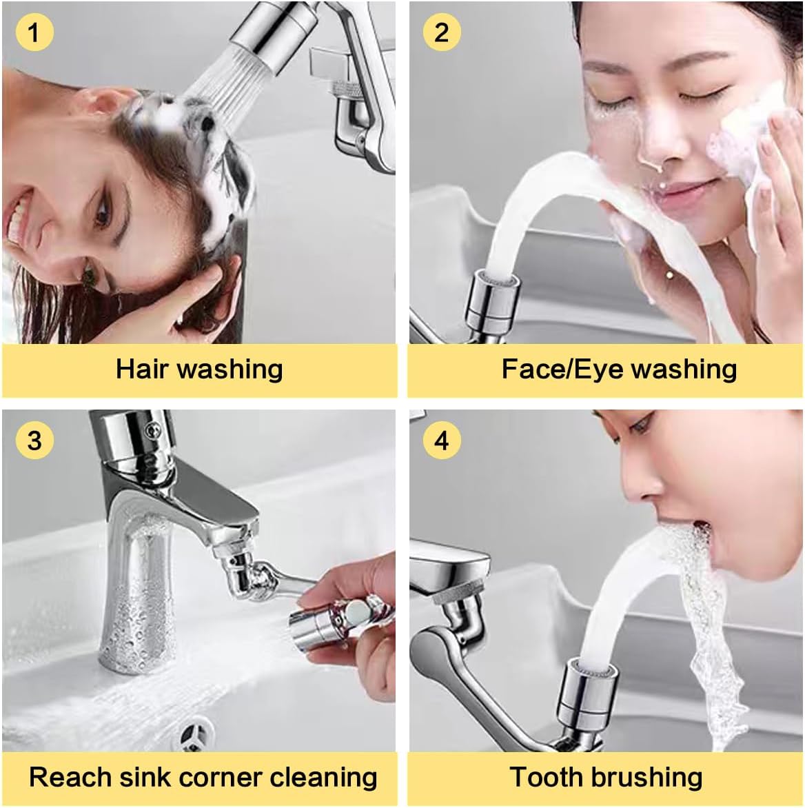 Kitchen Sink Aerator, Dual-function 2 Flow Big Angle Sink Sprayer Attachment, Faucet Replacement Part 55/64'' Female Thread, Chrome（Installation accessories included）