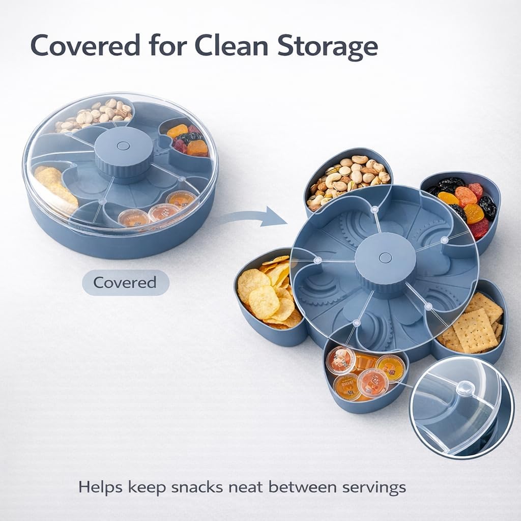 Divided rotating snack tray