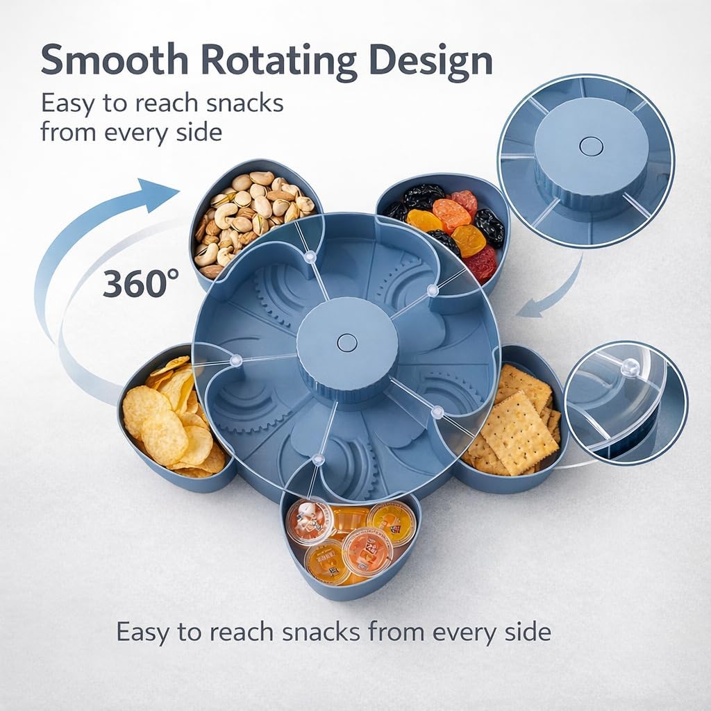 Divided rotating snack tray