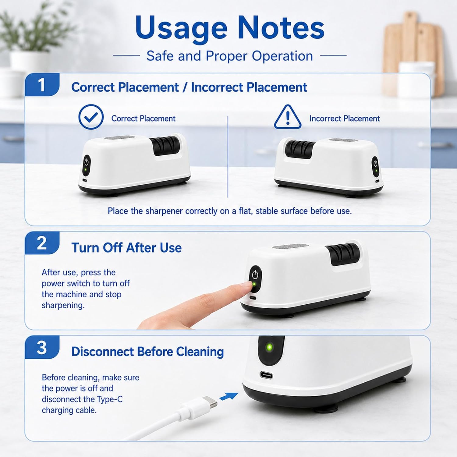 3-Stage Electric & Manual Knife Sharpener