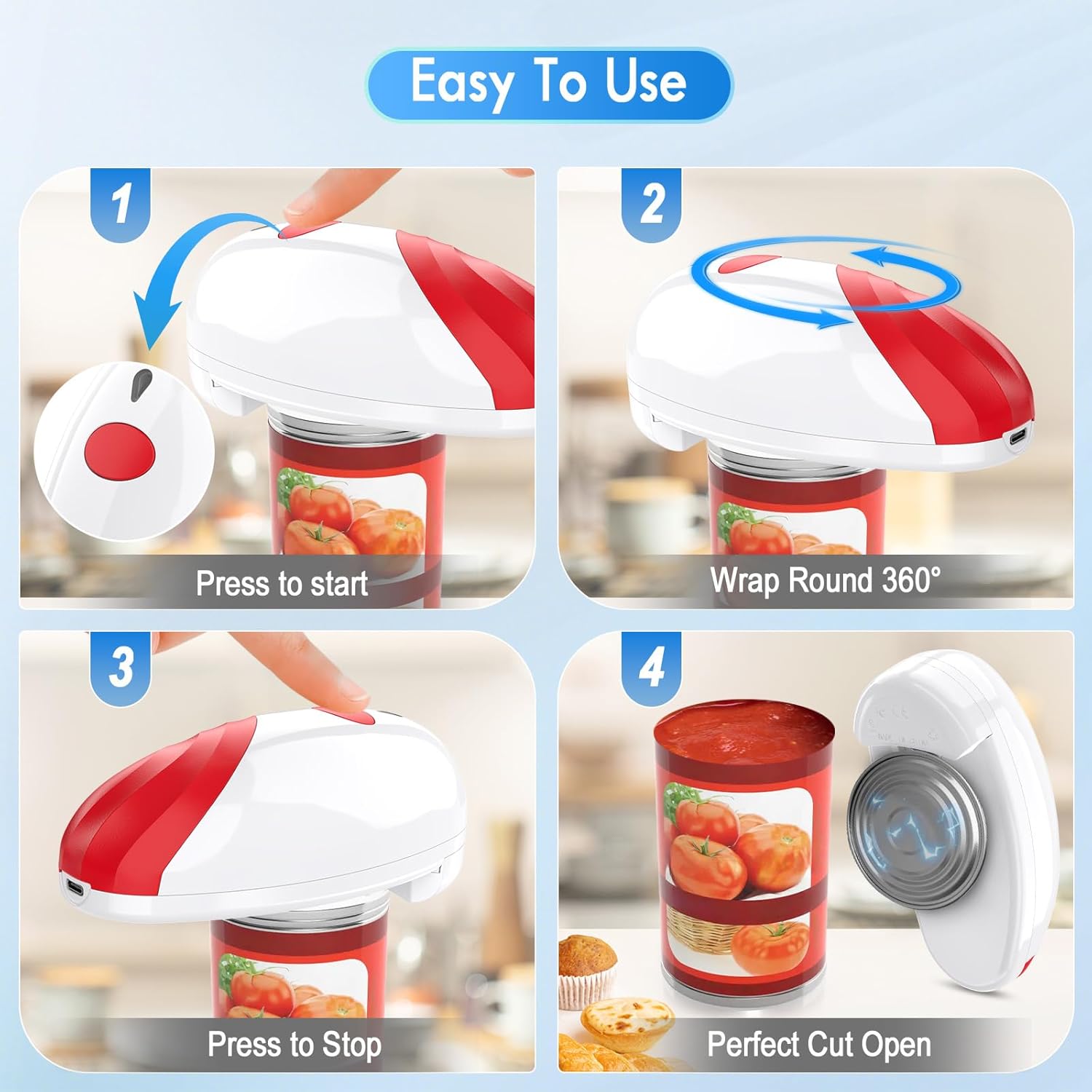 One-button electric can opener