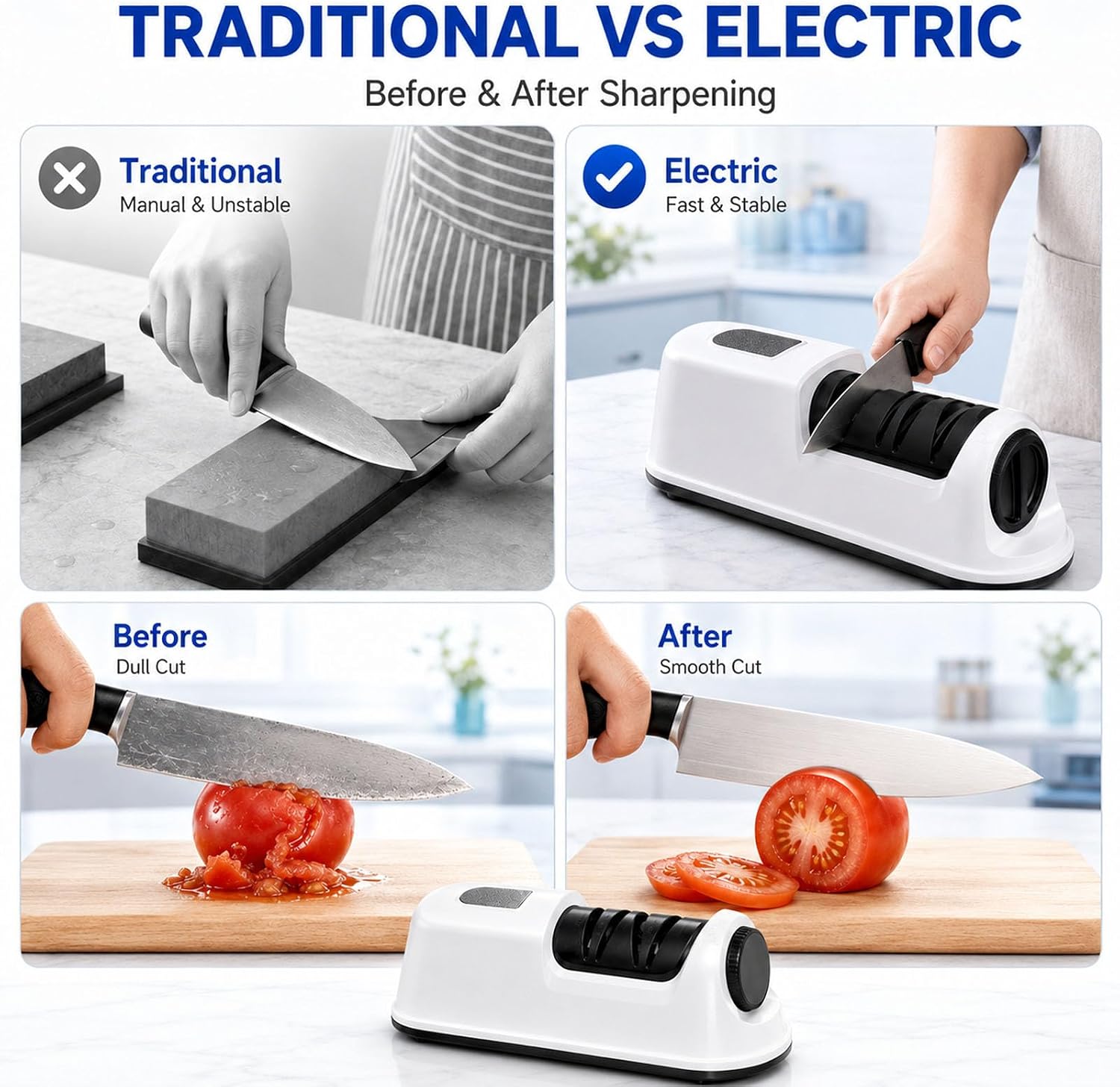 3-Stage Electric & Manual Knife Sharpener
