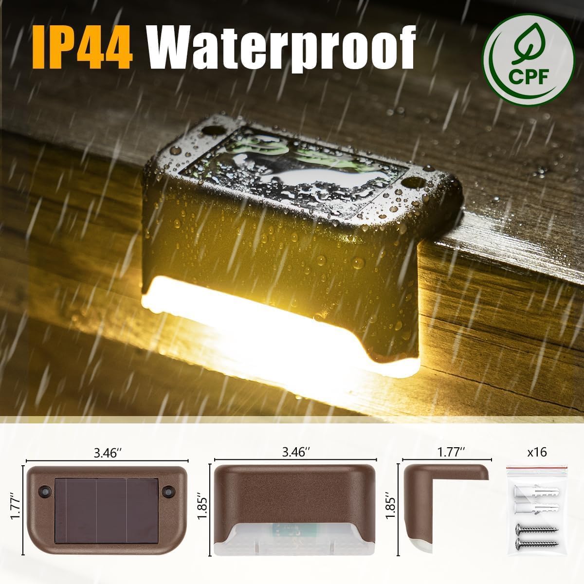 Solar-powered waterproof LED step lights