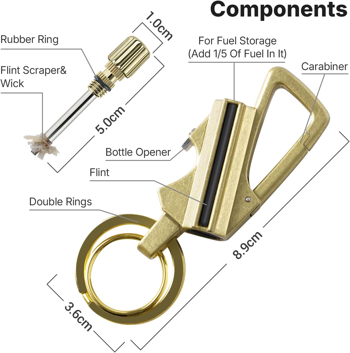 3-in-1 Permanent Match & Carabiner Keychain