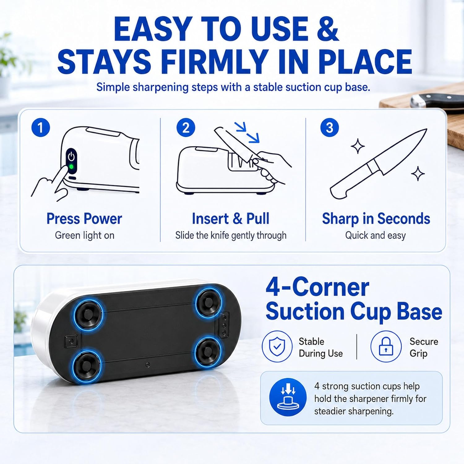 3-Stage Electric & Manual Knife Sharpener